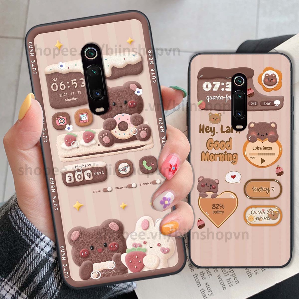 Ốp Xiaomi Redmi K20 / MI 9T in 3D icon gấu nổi siêu xinh, siêu đáng yêu, cá tính phong cách