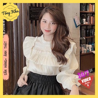 🌼 Áo Sơ mi đẹp kiểu cách 🌼Sơ mi tơ bèo nhún mỏng nhẹ, mềm mại. Áo Kiểu Cách Nữ Sang Chảnh, Hoạ tiết cúc ngọc tiểu thư