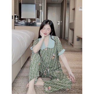 Bộ Pijama cổ sen chất lụa mango mềm mát, mịn, nhẹ + Ảnh thật