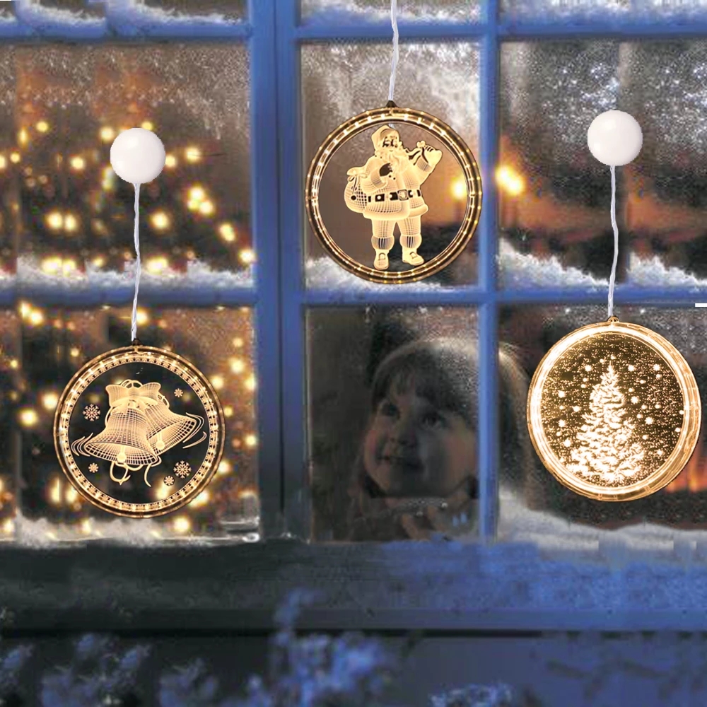 Dây đèn led treo trang trí họa tiết giáng sinh 3D