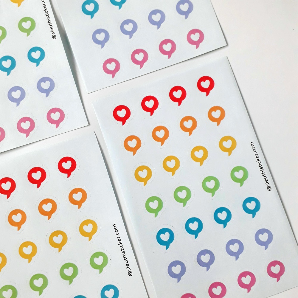 Combo 4 tấm Hình dán trang trí hình bong bóng trái tim dán sổ tay, bullet journal