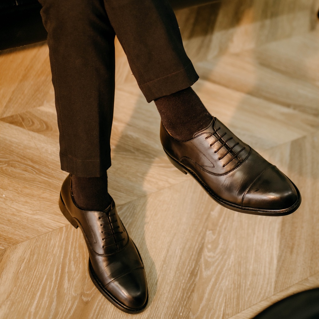 Giày Tây Cổ Thấp Nam Tây Oxford Da Bò Đen Cao Cấp Phong Cách Lịch Lãm - Thương Hiệu Steeler