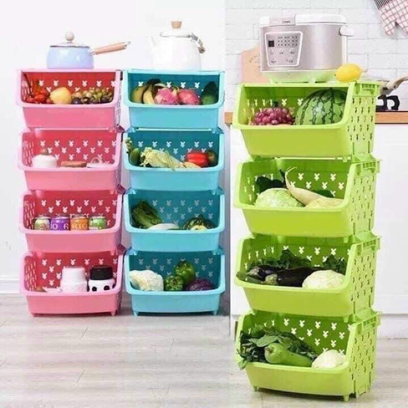 Kệ Rổ Nhựa 4 Tầng Đựng Đồ Đa Năng Cao Cấp - Ko Nắp Có Lỗ Thông Thoáng- Có Thể Tháo Rời (Giao Màu Ngẫu Nhiên)