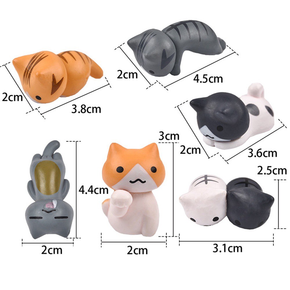 ALISON 6Pcs/set Micro Landscape Plastic Home Decor Miniature Figurines Beauty DIY Keys Cartoon Crafts Fairy Garden Lucky Cat