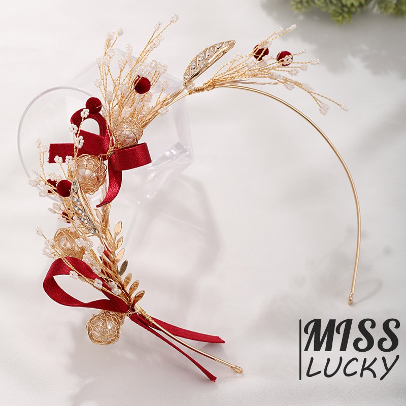 Băng đô cài tóc đính đá và ngọc trai giả thiết kế sang trọng làm đẹp cho nữ