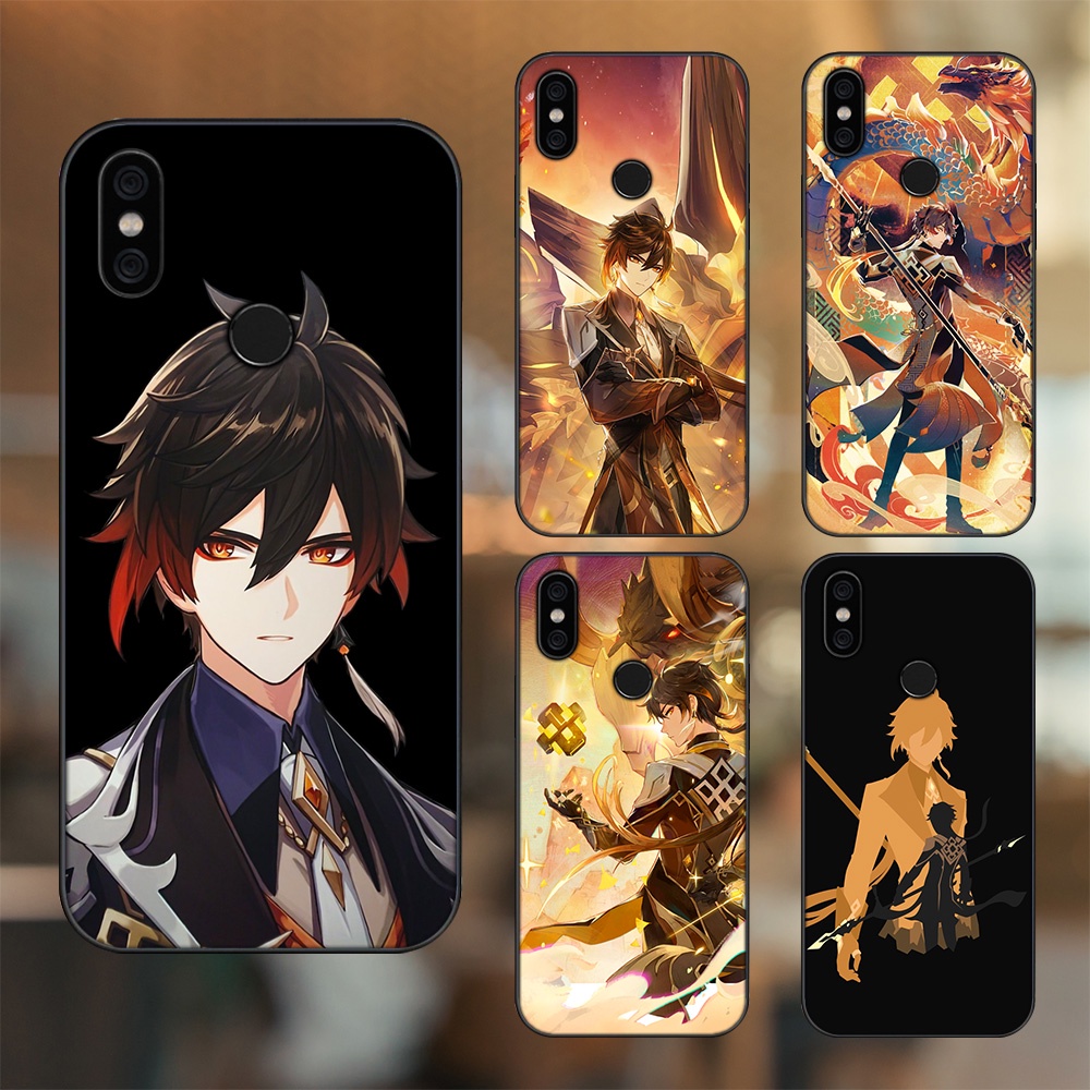 Ốp lưng Xiaomi Mi A2, Redmi 6X viền đen in hình Zhongli Genshin Impact