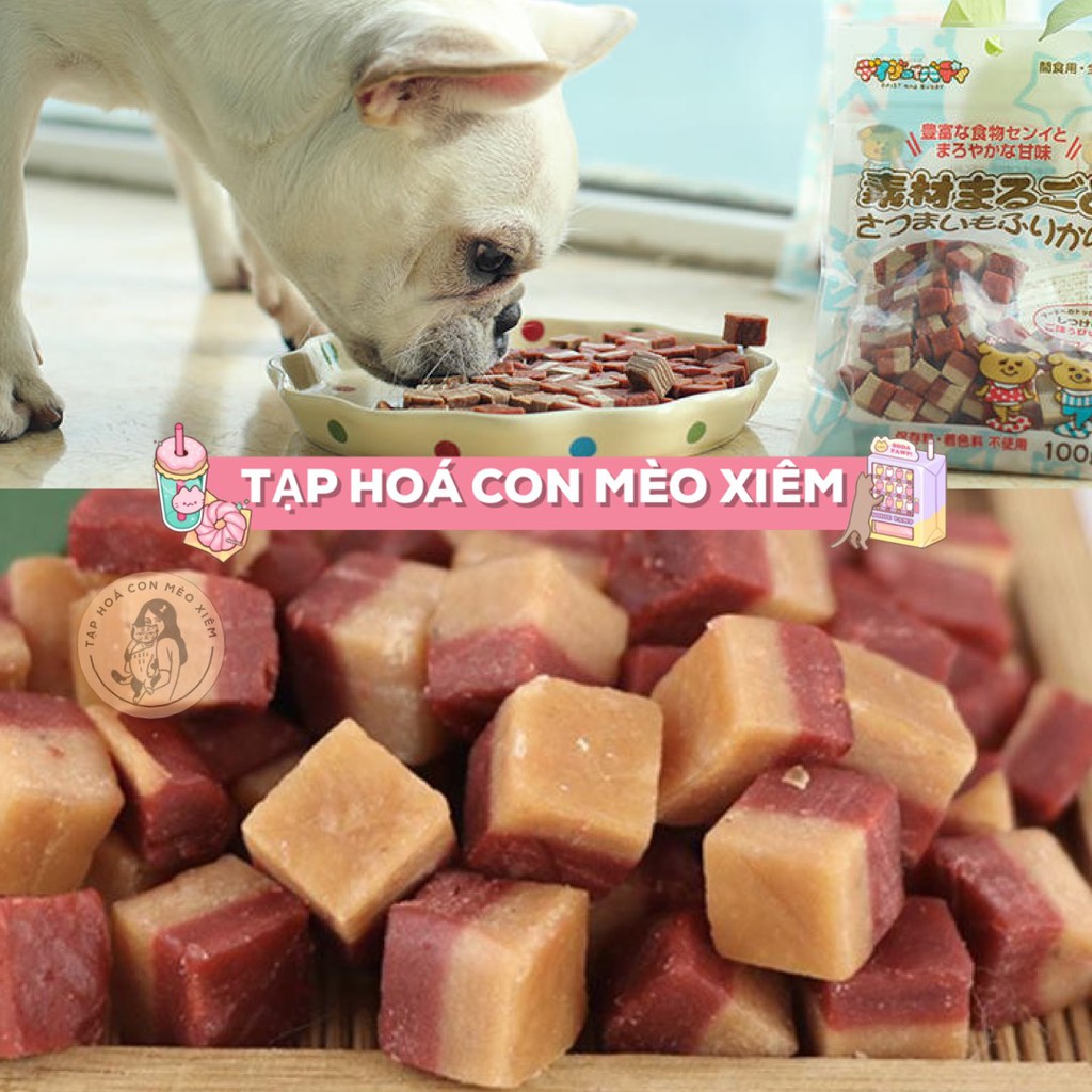 Bánh thưởng cho chó viên bò bí ngô đỏ Karamo 100g, thức ăn snack vặt huấn luyện sạch răng cún Con Mèo Xiêm