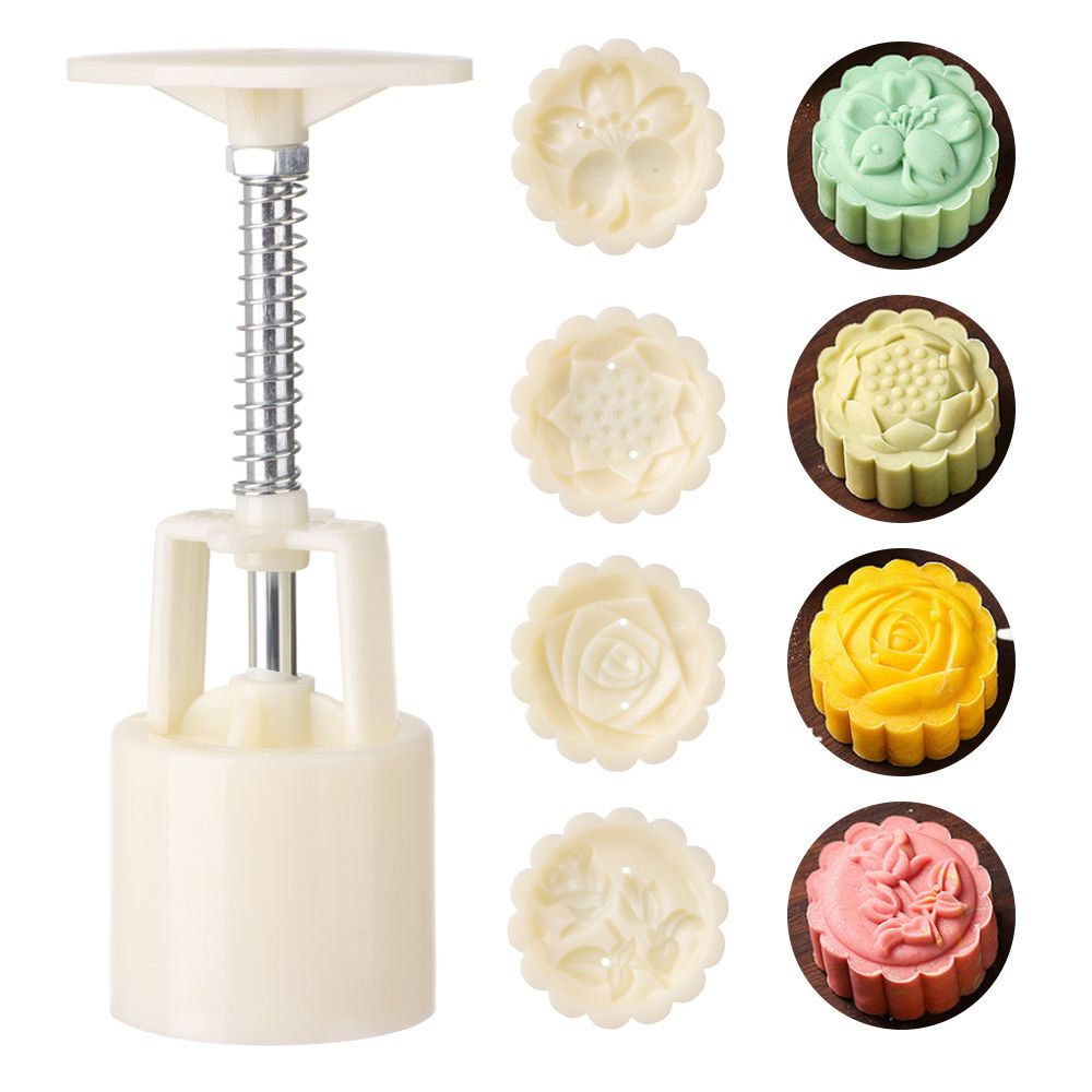 Khuôn Nhựa Nhấn Tay Ép Làm Bánh Trung Thu Hình Hoa Anh Đào/Mèo Sáng Tạo 50g DIY