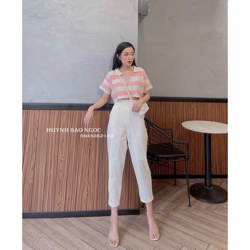 Áo croptop kẻ new hottt