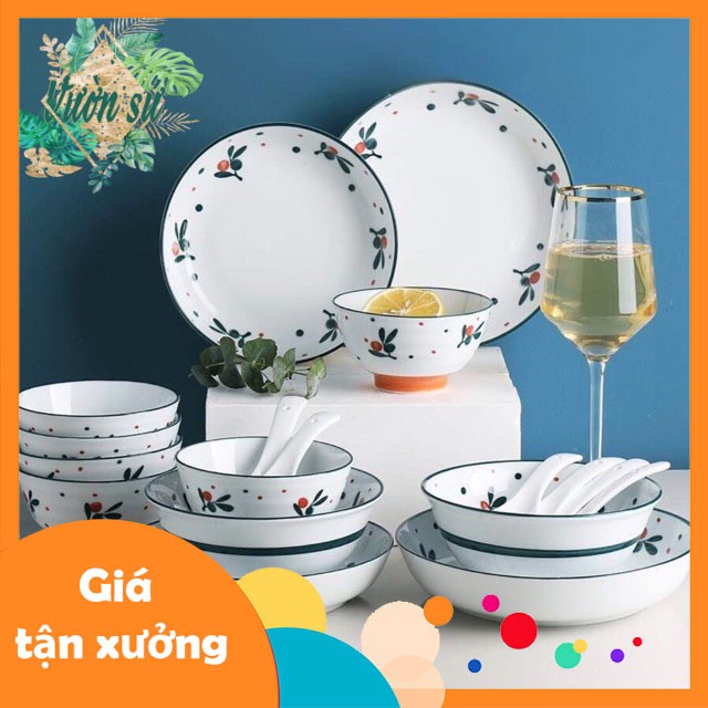 Bộ bát đĩa sứ 18 món phong cách Nhật Bản - VS205