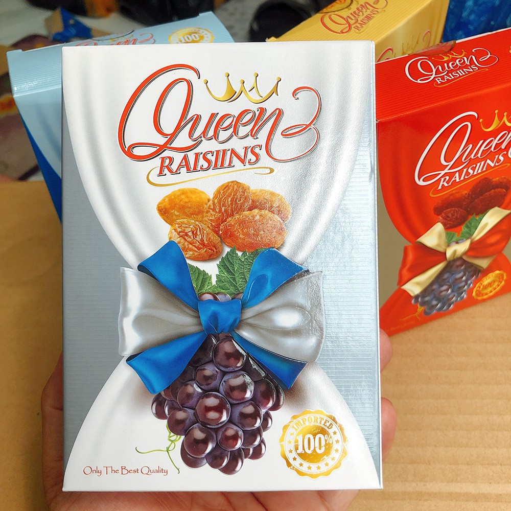[ NHO NGON , ĐỪNG BỎ LỠ ] 01 Hộp 100gr Nho Khô Không Hạt Tự Nhiên Queen Raisins Nhập khẩu Ấn Độ (Date: 08/2021)