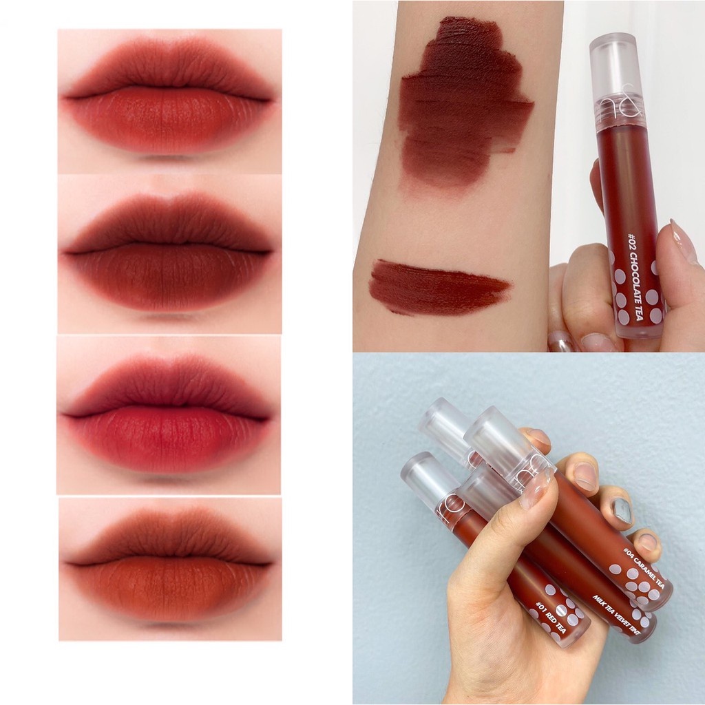 (CAM KẾT AUTH, TEM HIDDEN TAG) Son Kem Lì Romand Milk Tea Velvet Tint 4.4g #01 #02 #03 #04