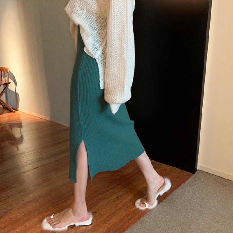 Chân Chân Váy Dệt Kim Dáng Chữ A Lưng Cao Xẻ Tà Thời Trang Cho Nữ | BigBuy360 - bigbuy360.vn