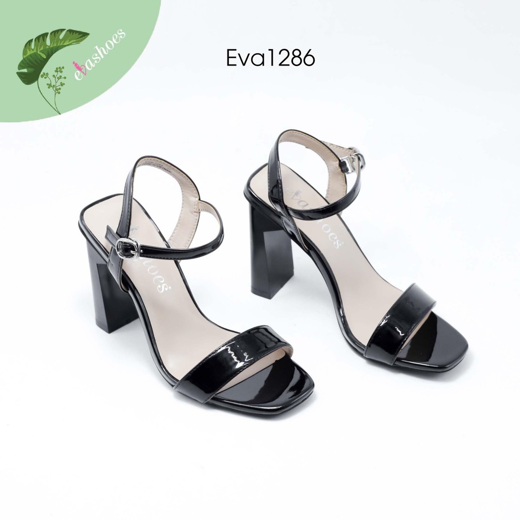 [Mã BMBAU50 giảm 7% tối đa 50K đơn 99K] Sandal Gót Vuông Quai Ngang Ánh Kim 10cm Evashoes - Eva1286