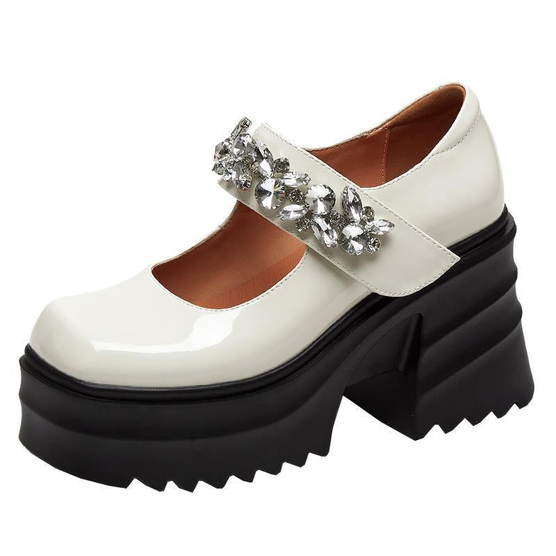 Giày Cao Gót Quai Dán Đính Đá Đế Dày Chống Thấm Nước Thời Trang Mới Dành Cho Nữ 2022