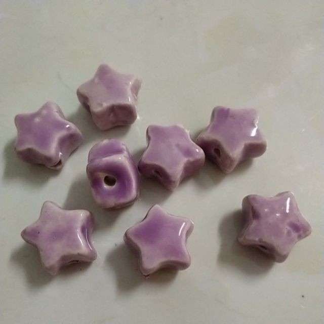 5 ngôi sao gốm sứ có lỗ xỏ màu tím 18mn