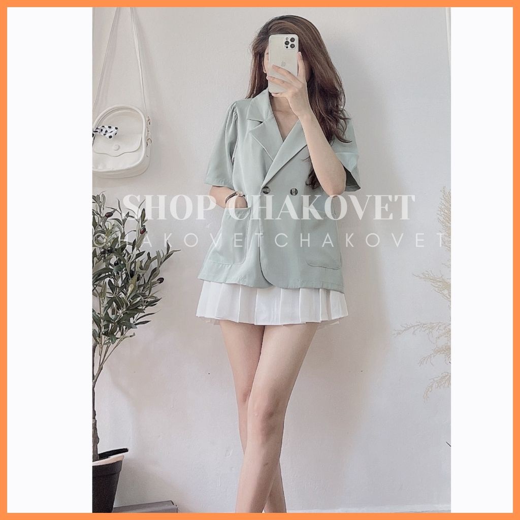 Áo blazer nữ 2 cúc tay ngắn A868