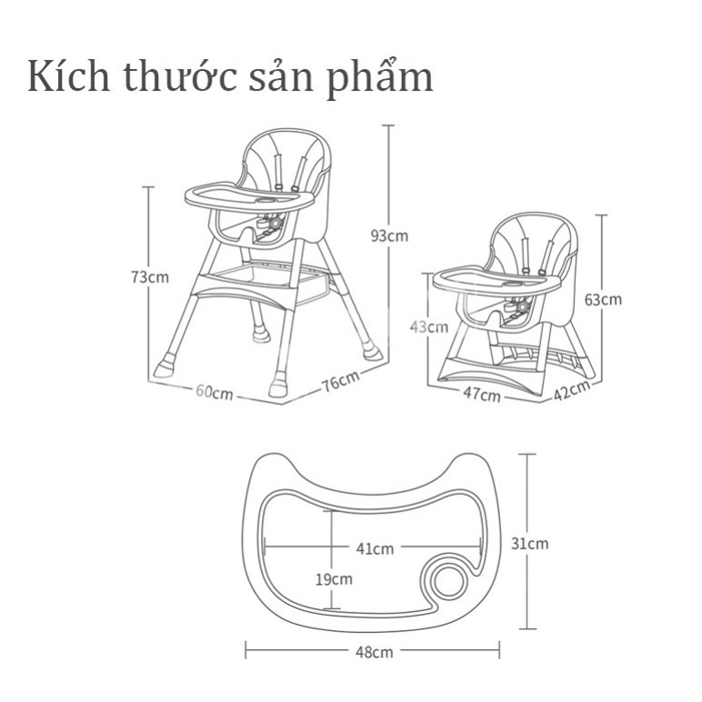 Ghế ăn dặm gấp gọn Umoo có bánh xe điều chỉnh độ cao 2 cấp độ UM-0491 - Hàng chính hãng BH 12 tháng - Dưa Kids