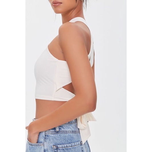 Áo Forever 21 Crisscross Crop Top Trắng