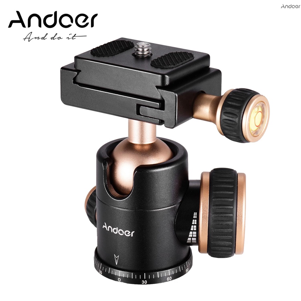 Đầu tripod chụp toàn cảnh Andoer Q30 bằng hợp kim nhôm CNC tải trọng 5kg vít 1/4 3/8 inch