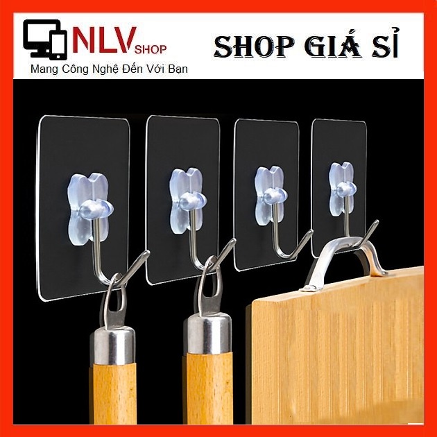 set 100 Móc dính treo tường, móc trong suốt treo quần áo dán tường chịu lực