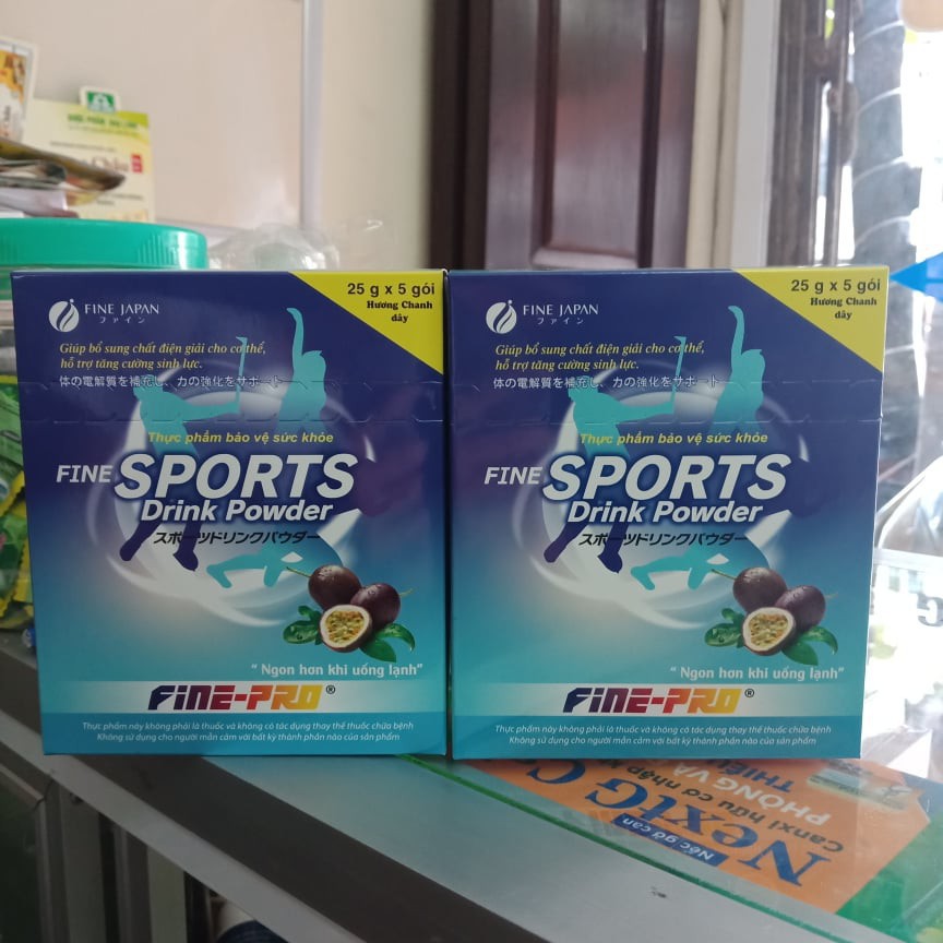 Nước Uống Bổ Sung Chất Điện Giải Fine Sports Drink Powder - Hộp 5 Gói Vị Chanh Leo