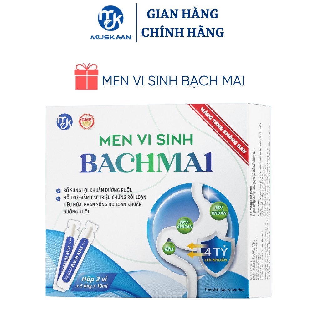 Men vi sinh MUSKAAN Bạch Mai cho trẻ từ 0 đến 2 tuổi Hỗ trợ cải thiện hệ tiêu hóa, tăng cường miễn dịch, HÀNG TẶNG