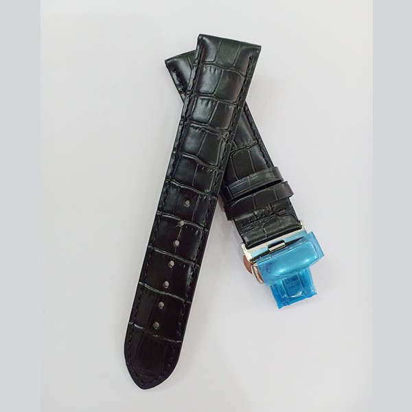 [HOT sale] Dây đồng hồ Tissot da cá sấu size 22mm khóa bạc cao cấp (ĐEN)