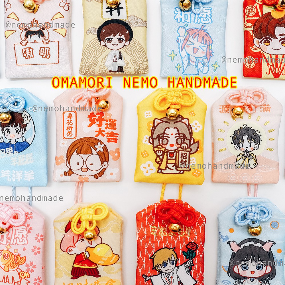 Túi Omamori Hình Chibi nhiều ý nghĩa tặng vỏ bọc, hoa khô thơm, đá phong thủy, giấy ước nguyện - Mã sản phẩm OM18M