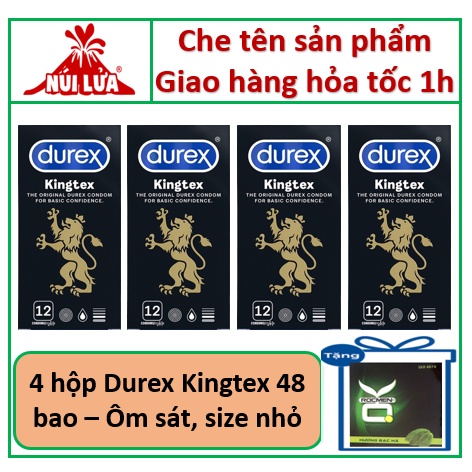 [COMBO] 4 hộp Bao cao su ÔM SÁT Durex Kingtex Tặng 1 hộp Vrt 3s - 51 cái