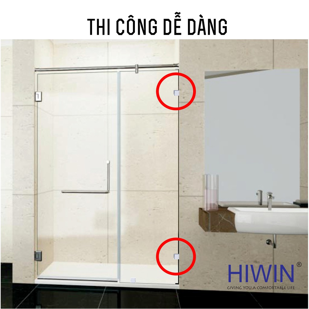 Kẹp định vị 90 độ kính - tường mặt gương inox 304 Hiwin FC-086