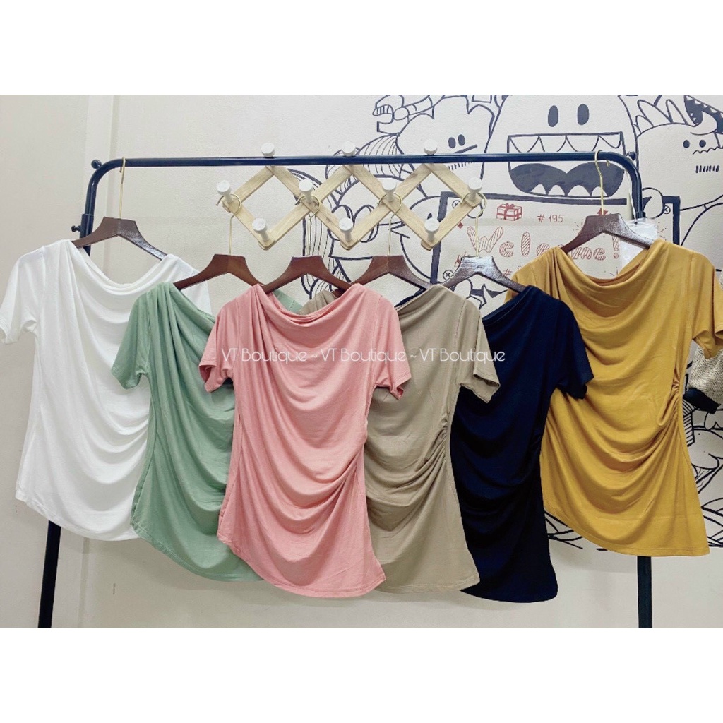 Áo nhún lệch vai cộc tay siêu hot