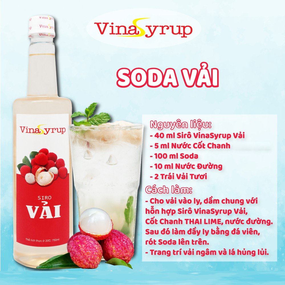 Siro Vina Syrup Chai 750ml - Syrup Làm Trà Trái Cây Đủ Các Mùi Vị