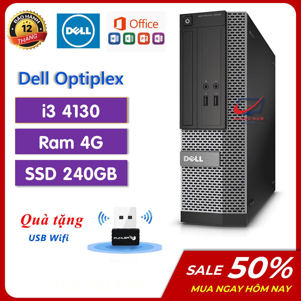 Case Máy Tính Để Bàn ⚡️HoangPC⚡️ Máy Tính Đồng Bộ Dell i3 - Dell Optiplex 3020 (i3 4130/Ram 4G/SSD 240G) - BH 12 Tháng