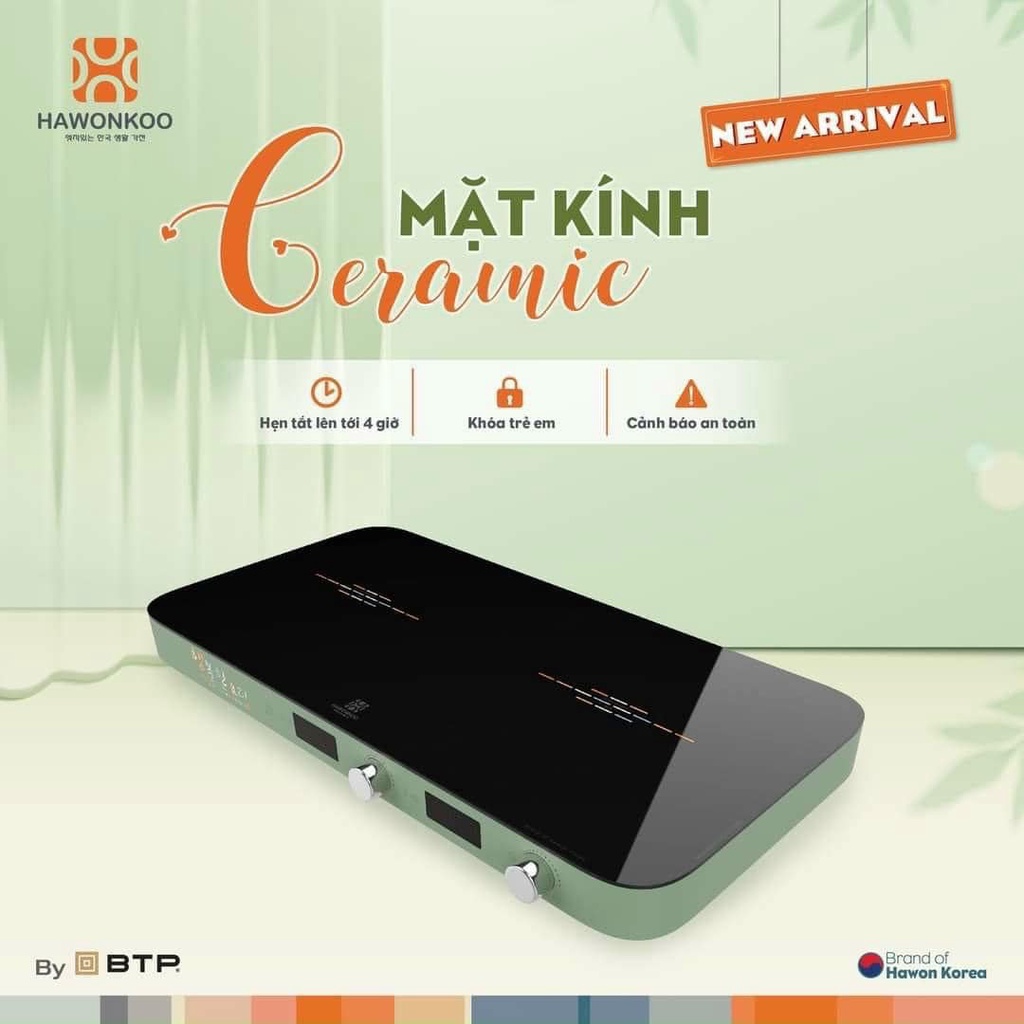 Bếp Từ Đôi Kèm Bộ Nồi Hawonkoo MCEH-200-II, Kèm Lẩu Nướng, Tiết Kiệm Điện Năng, Bảo Hành 12 Tháng, Giao màu ngẫn nhiên