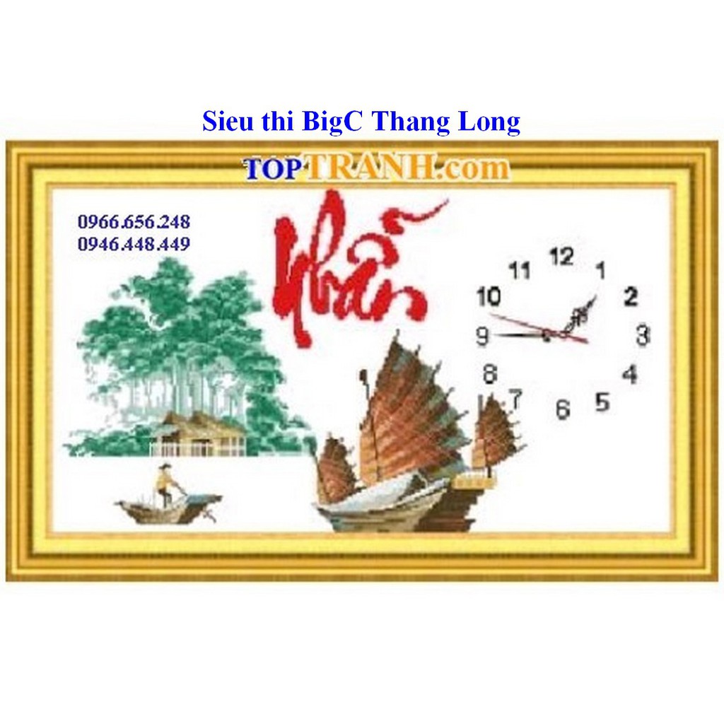 Tranh thêu chữ thập đồng hồ chữ Nhẫn 222858 (chưa thêu)