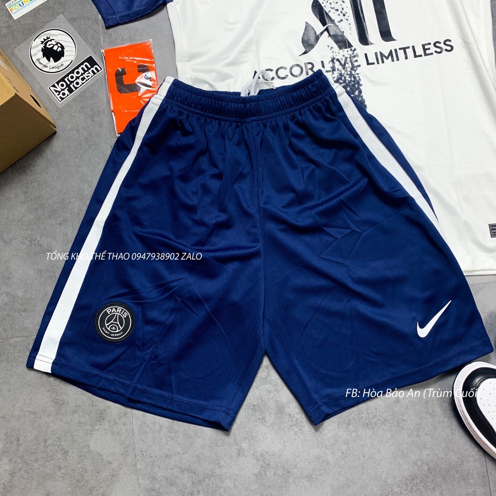 Set Bộ Quần Áo Đá Bóng CLB Pari màu Trắng Quần Xanh - Đen chuẩn áo đấu phom 43-90kg