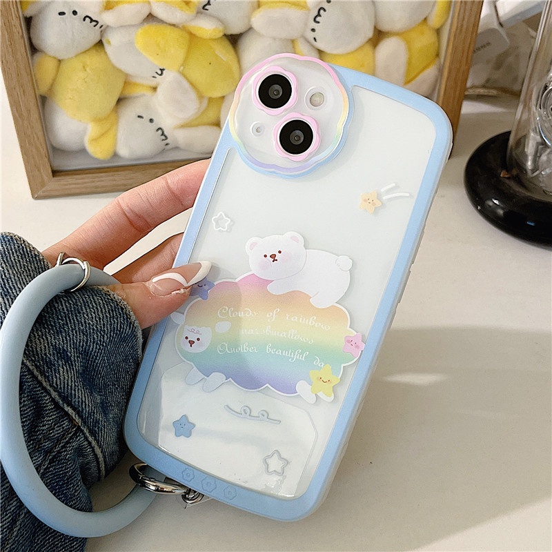 Ốp lưng iphone Ốp Điện Thoại Silicon Họa Tiết Hoa Xinh Xắn Kèm Dây Đeo Cho iPhone 13Promax iPhone14pro 78plus/X/XR// Promax/Mini Dinuo case