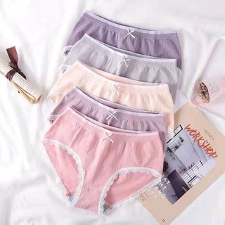 Hộp 5 quần chip nữ in hình hồng hạc viền ren, chất liệu cotton mềm min