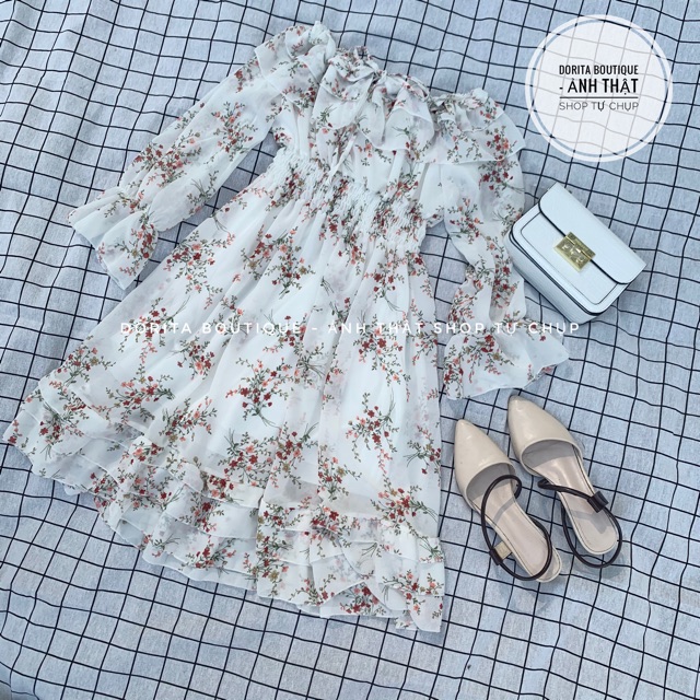 [Ảnh thật/Video] Váy hoa nhí trễ vai dáng xòe, hoa vintage, Váy hoa vintage | BigBuy360 - bigbuy360.vn