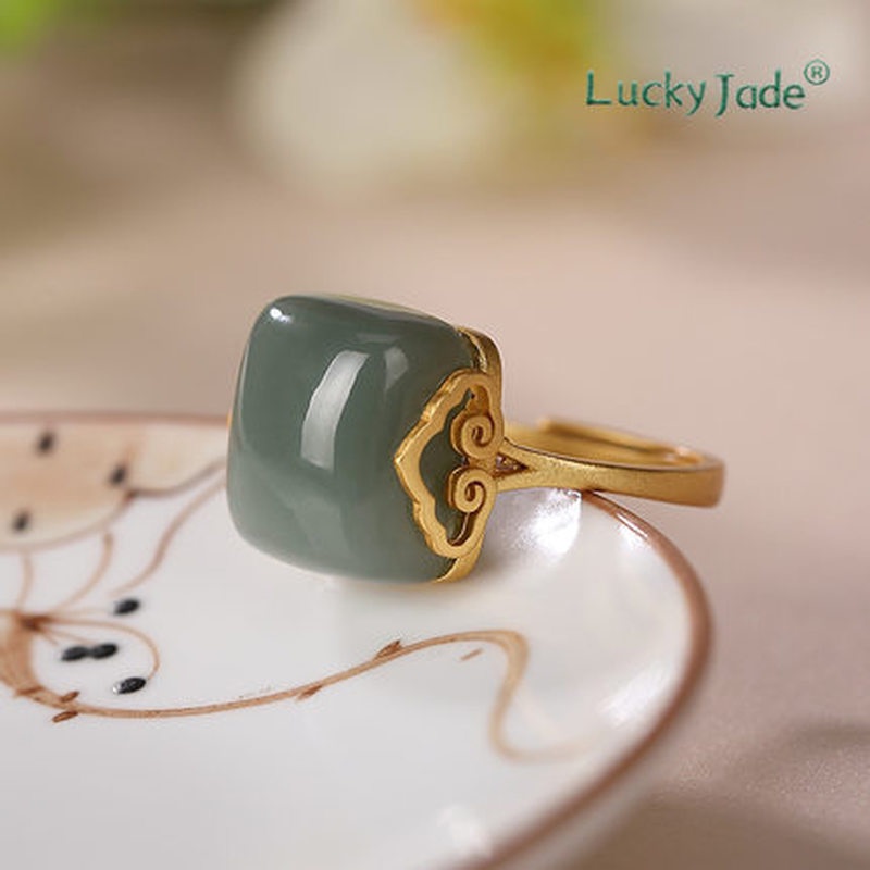 Nhẫn Mạ Bạc 925 18K Đính Đá Ngọc Bích Thời Trang Cho Nữ