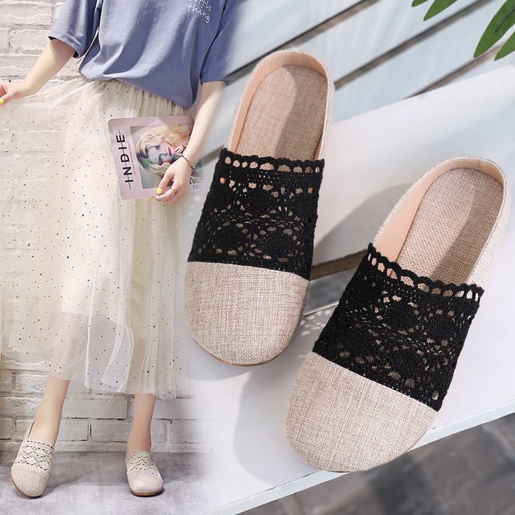 Dép Sandal Hở Ngón Chất Liệu Lanh Thoáng Khí Phong Cách Retro Tth009 Cho Nữ