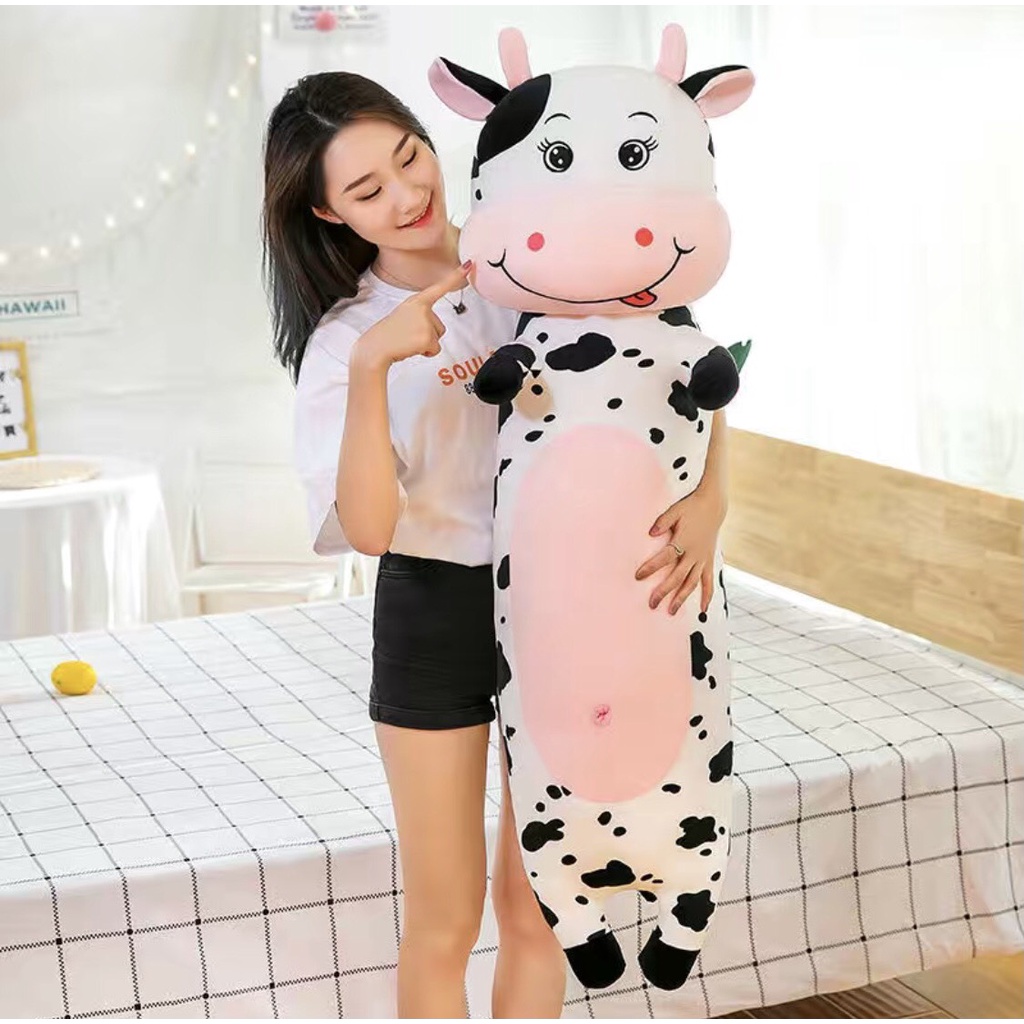 [Hàng mới về] Gấu bông Bò Sữa Gối Ôm Dạng dài 1m lông mịn
