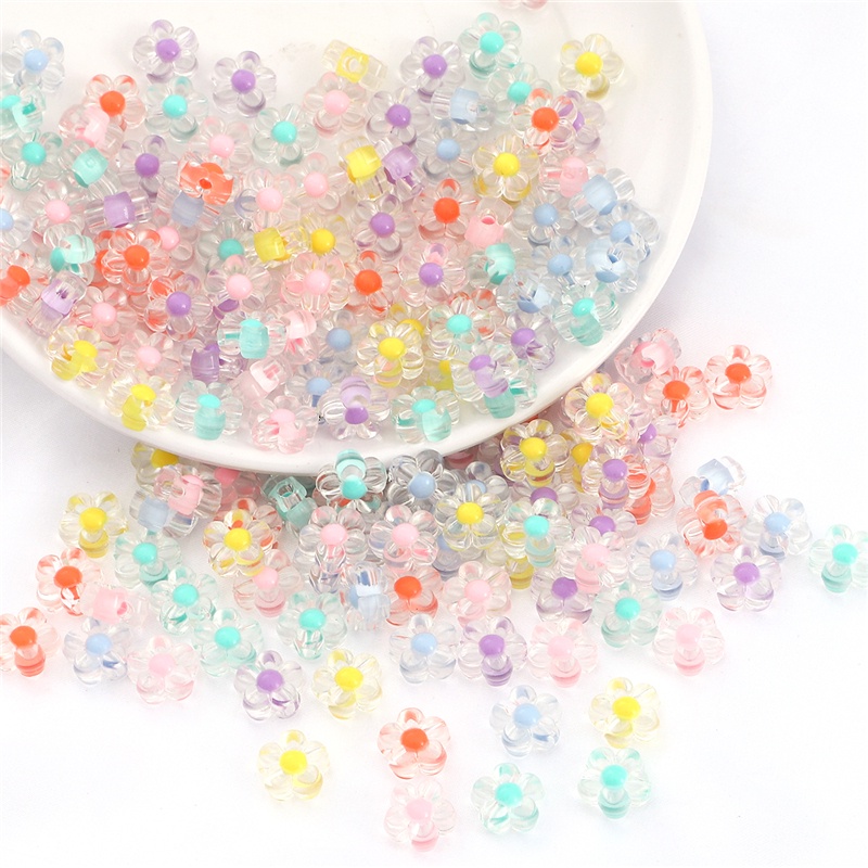 Bộ 50 hạt nhựa acrylic hình hoa hướng dương nhiều màu dùng làm trang sức thủ công