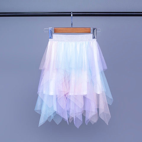 Chân váy lưới xoè nhiều tầng cạp chun phối màu cầu vồng cho bé gái (Cao 90-160cm, nặng 10-40kg) N00872