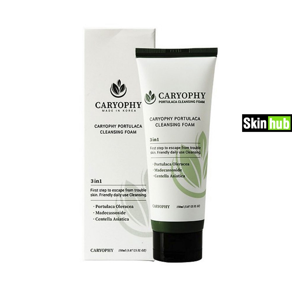 Sửa rửa rặt hỗ trợ làm sạch mụn hiệu quả caryophy portulaca cleansing foam 150ml skin hub