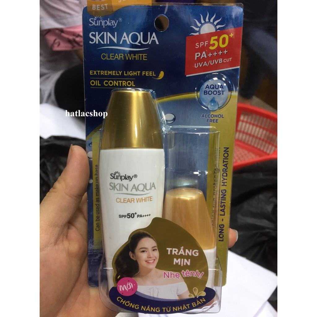 Sunplay Skin Aqua Clear White SPF50+, PA++++: Sữa chống nắng dưỡng da trắng mịn tối ưu