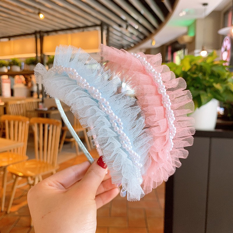 Cài tóc ren trẻ em hình vương miện công chúa đính đá lấp lánh