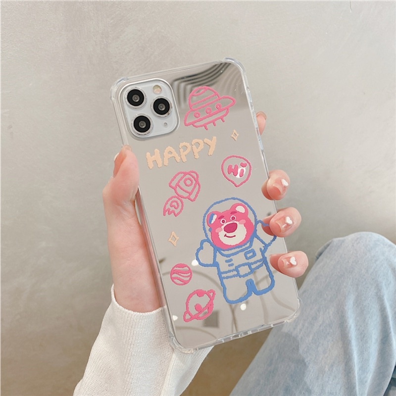 ỐP TRÁNG GƯƠNG GẤU HỒNG ĐỦ DÒNG ĐT IPHONE SAMSUNG OPPO VIVO XIAOMI