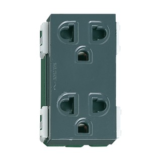 Ổ cắm đôi có màn che và dây nối đất Xám Panasonic